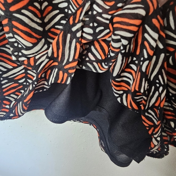 Worthington Top Womens Large Sleeveless Tank Flowy Lined Black Orange Blouse - Picture 7 of 10